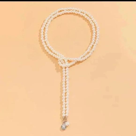 Ladies Pearl Gem Water Drop Pendant Fashion Beaded Necklace..NWT..we bundle.. - Picture 6 of 7